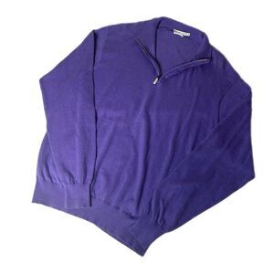 Peter Millar Purple Men's Size L Cotton Cashmere Blend 1/4 Zip Sweater